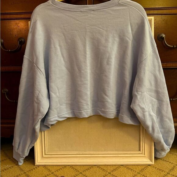 Zara gray cropped boxy crew neck long sleeved sweatshirt with London text L - Picture 2 of 10